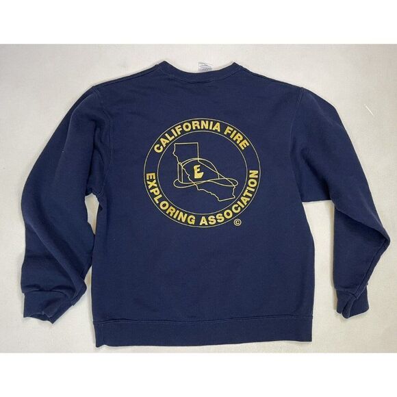 California Fire Exploring Association Crewneck Sweatshirt Men Small Blue - Picture 1 of 6